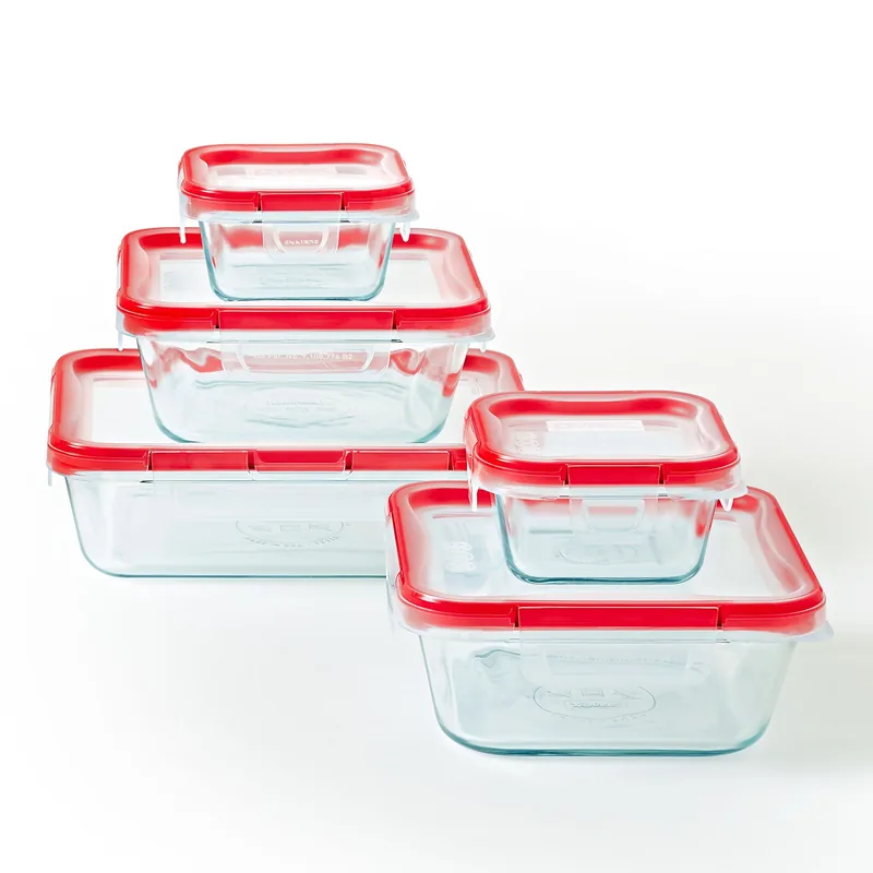 Pyrex Freshlock Leakproof Glass Container Set (Set of 8 Mix / Set of 4 Rect / Set of 5 Round)